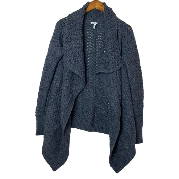 Joie Sweaters - Joie Wool Blend Cascade Open Knit Cardigan Gray